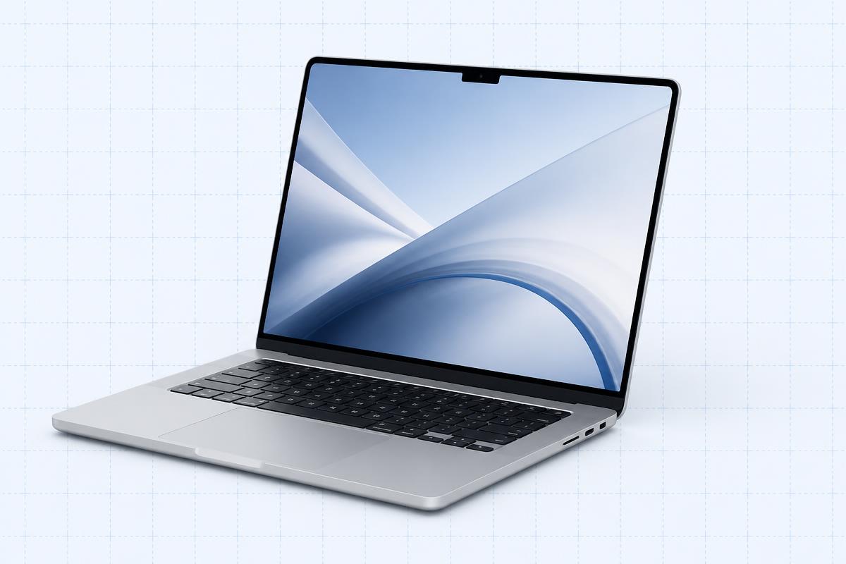 Laptop on blueprint sheet